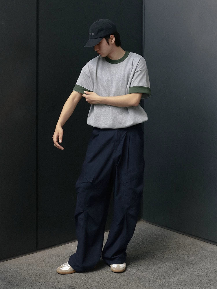 BPCALL Vintage Casual Flip Sleeve Tee