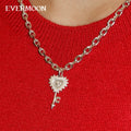 EVERMOON Key to Freedom Silver Heart Pendant Necklace