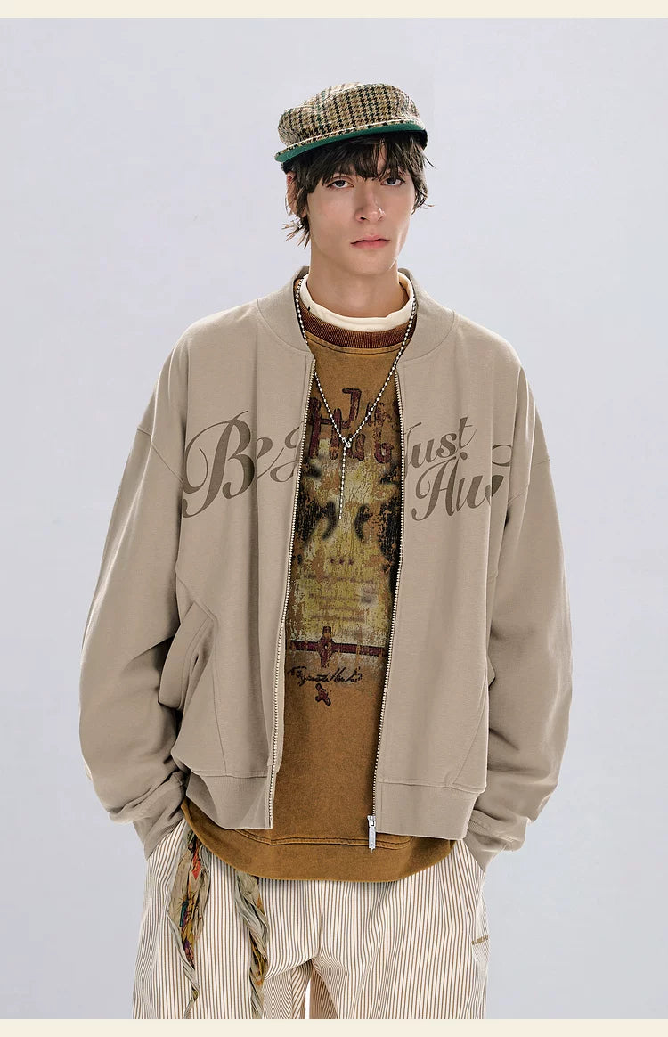 BJHG Design Sense Baseball Knitted Cardigan Jacket