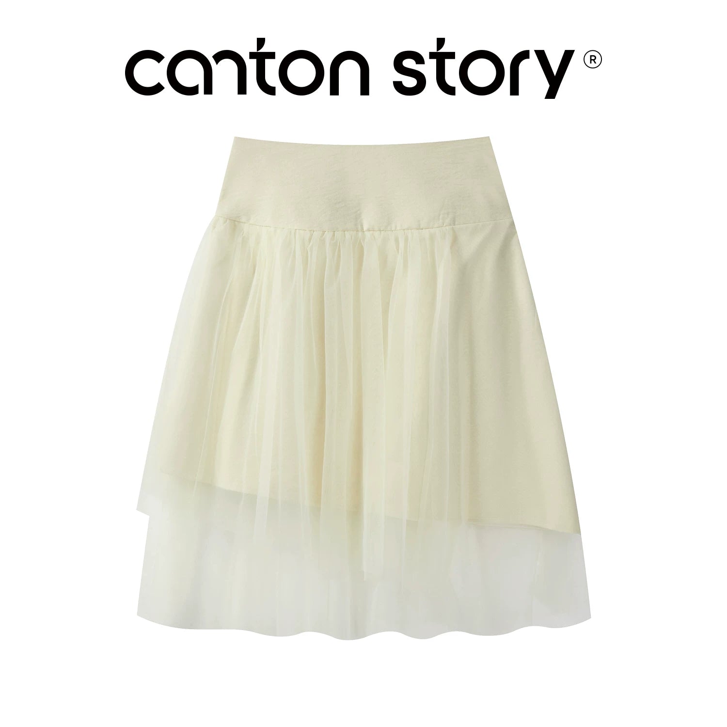 Cantonstory High Waist Thin Mesh A Word Skirt