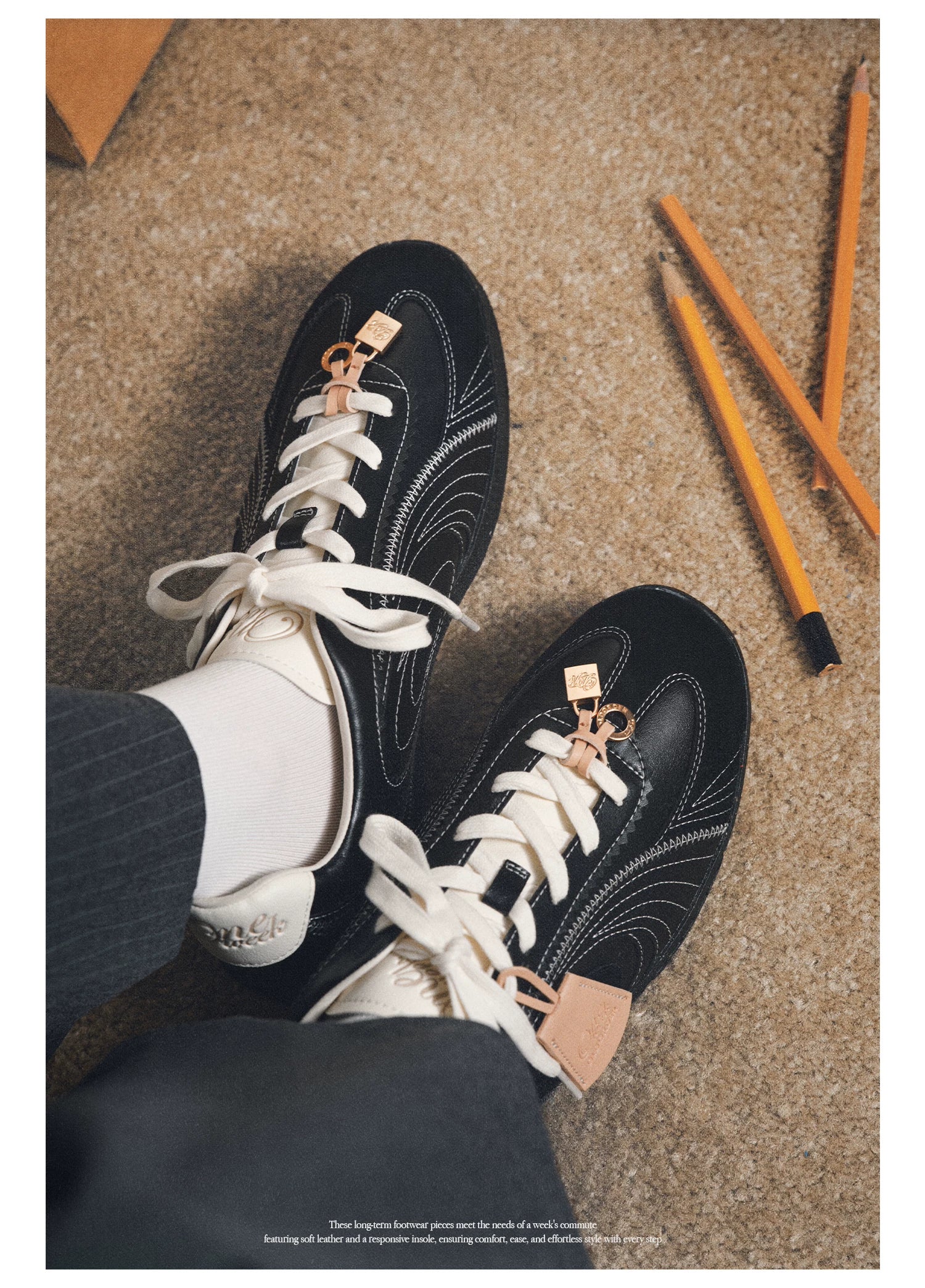 OLD ORDER Leather Lace-Up Retro Trainer