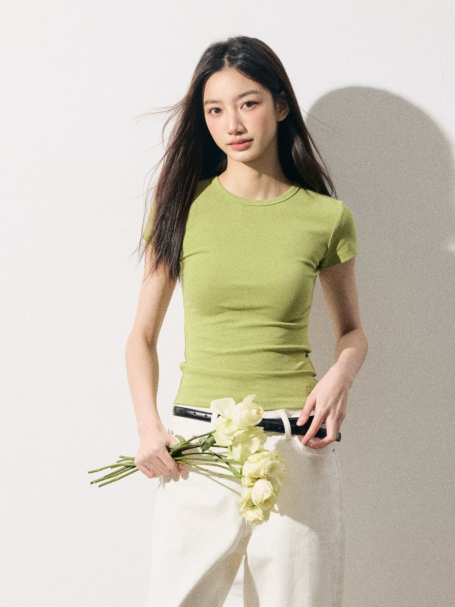 RPB BRAND Simple Fashion Front Shoulder Slim Waist Tee