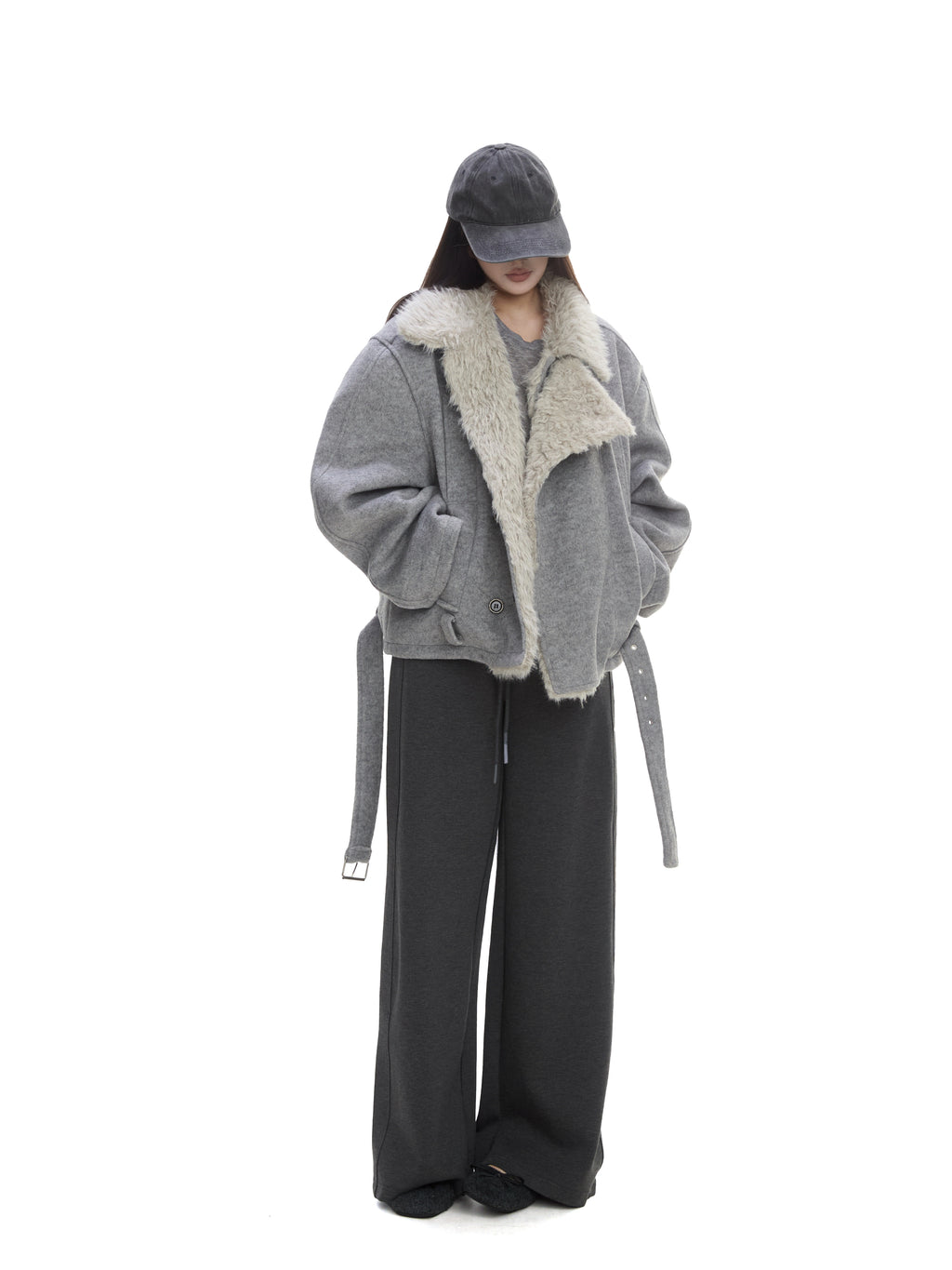 WITHMIN Fleece Warm Loose Short Woolen Coat