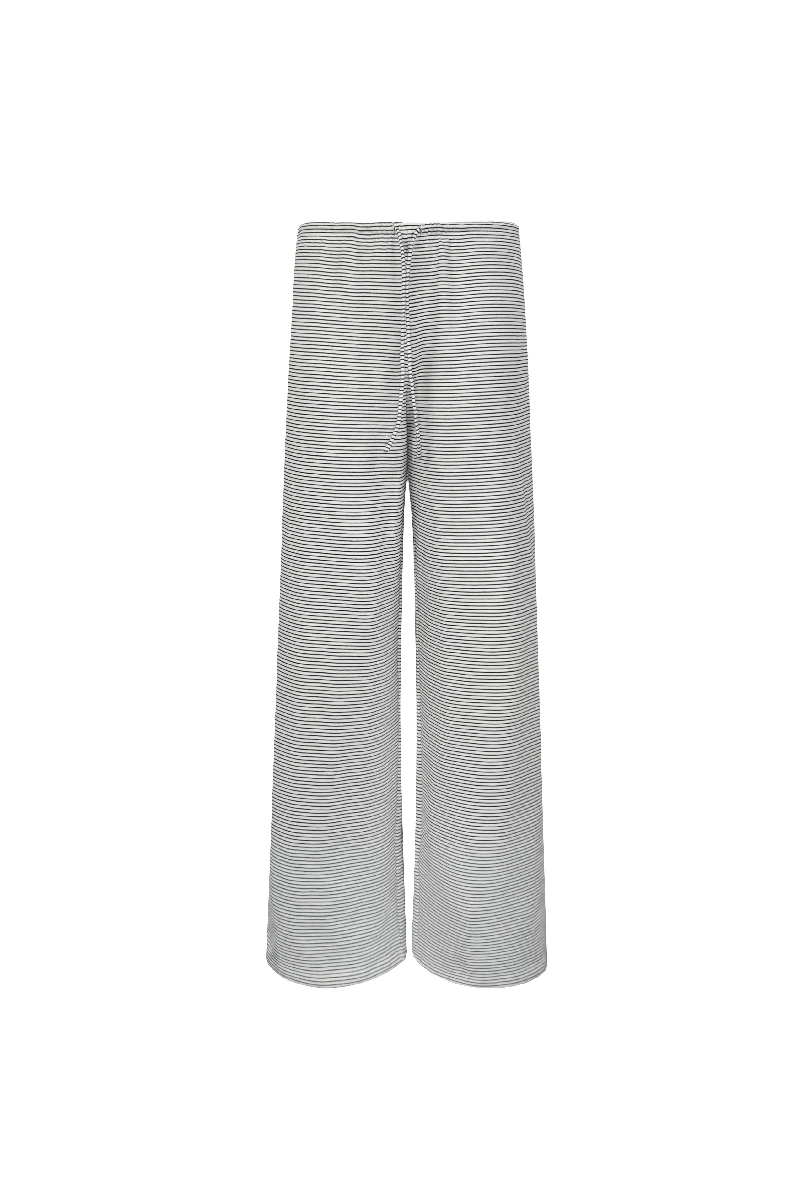 Jim Kennet Striped Slash Shoulder Straight Floor Pants Set