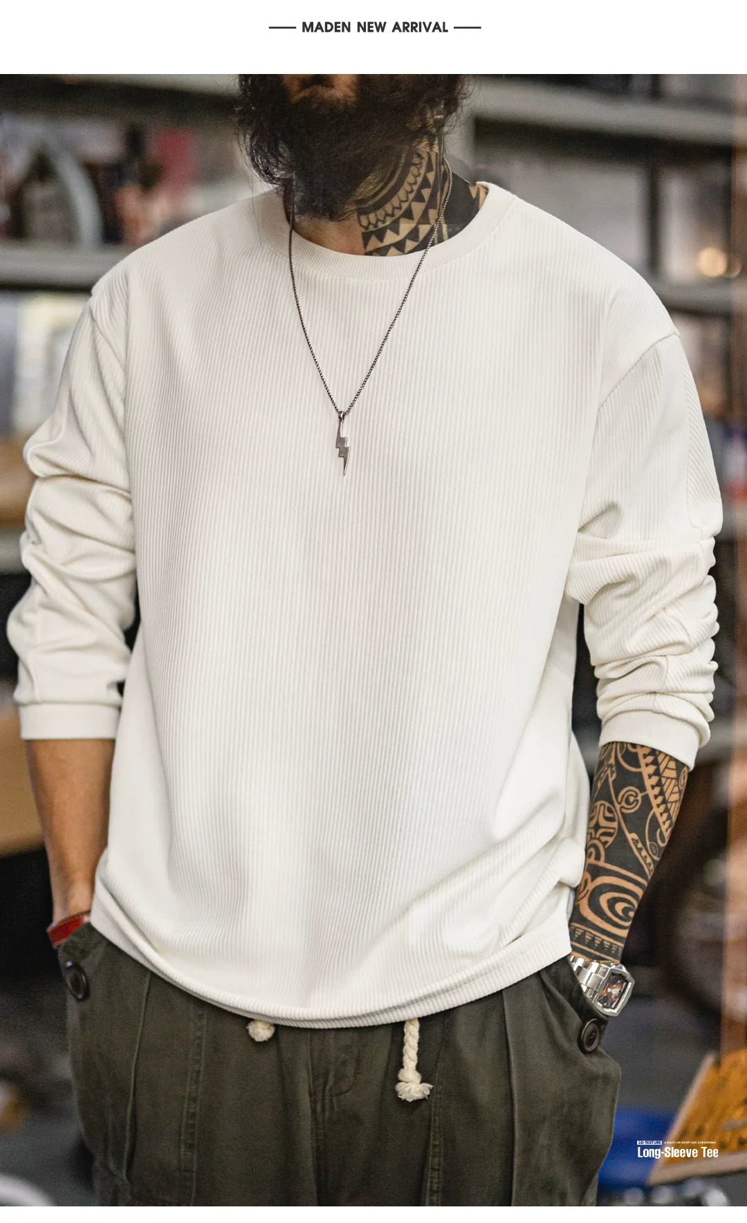 Madden 3D Pit Strip Long Sleeve Knitted Sweater