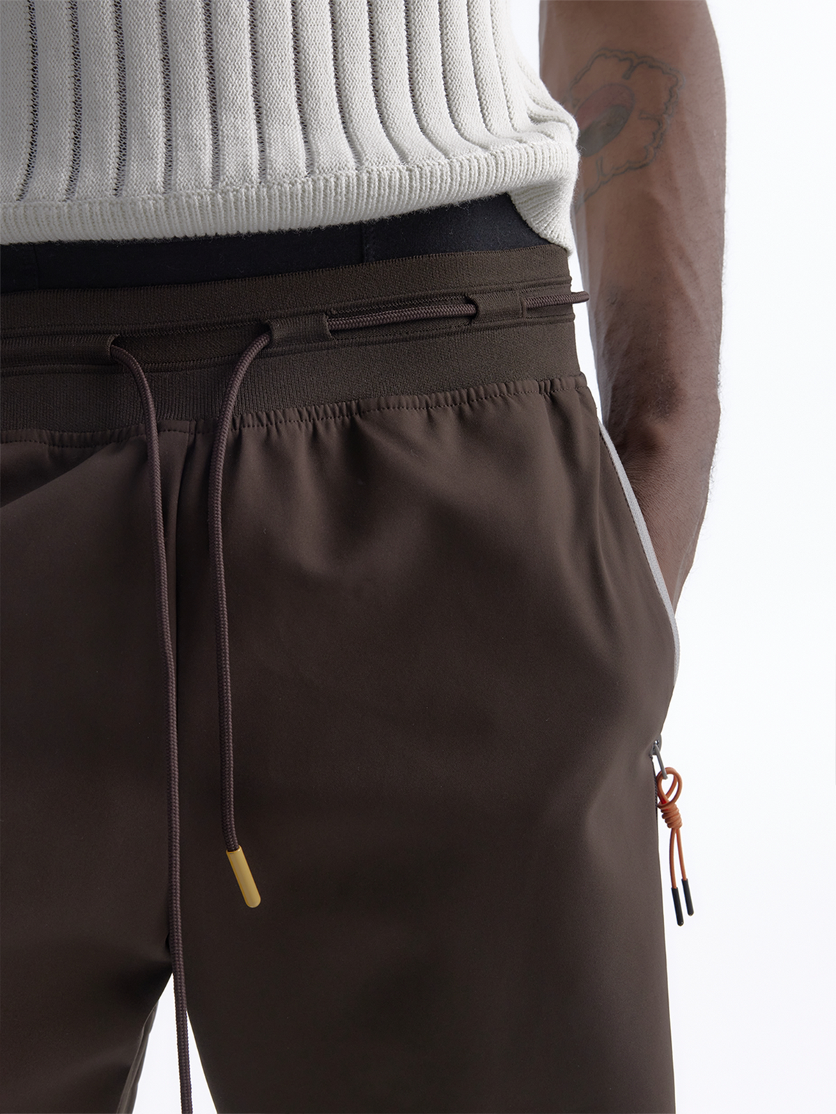 BEVAN UP Mocha Brown Breathable Straight-Leg Pants