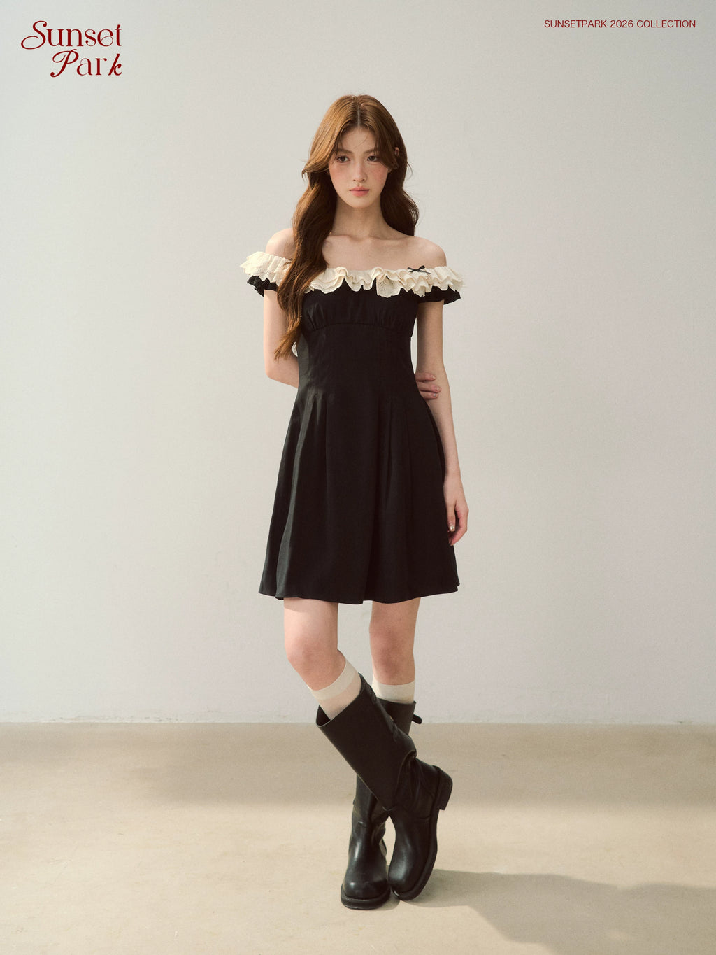 SunsetPark Evening Class" Black Lace Off-Shoulder Cool-Touch Dress