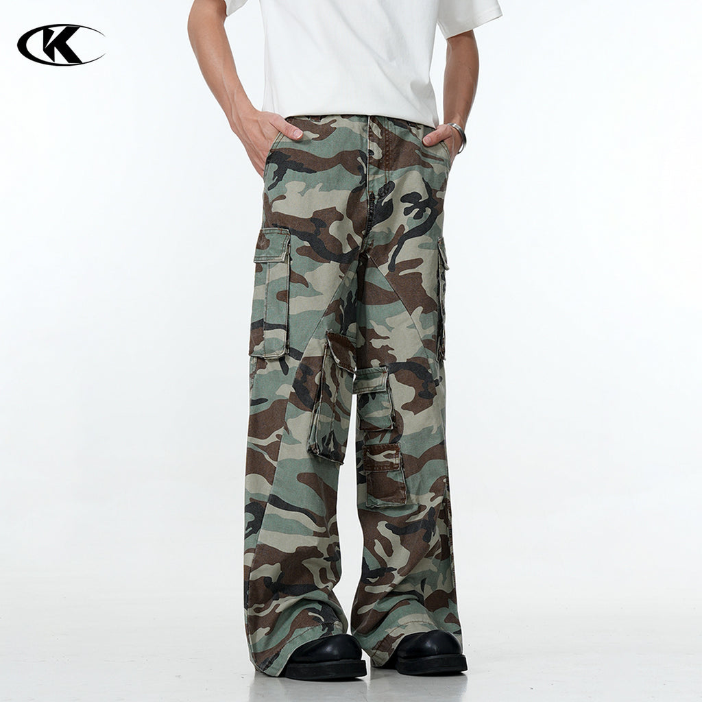11KN Retro Micro-pull Camouflage Overalls