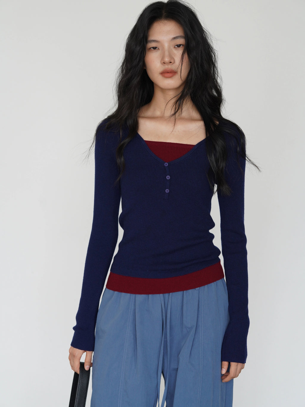 EIGHTHMONTH Fake Two-piece Slim-fit Knitted Sweater