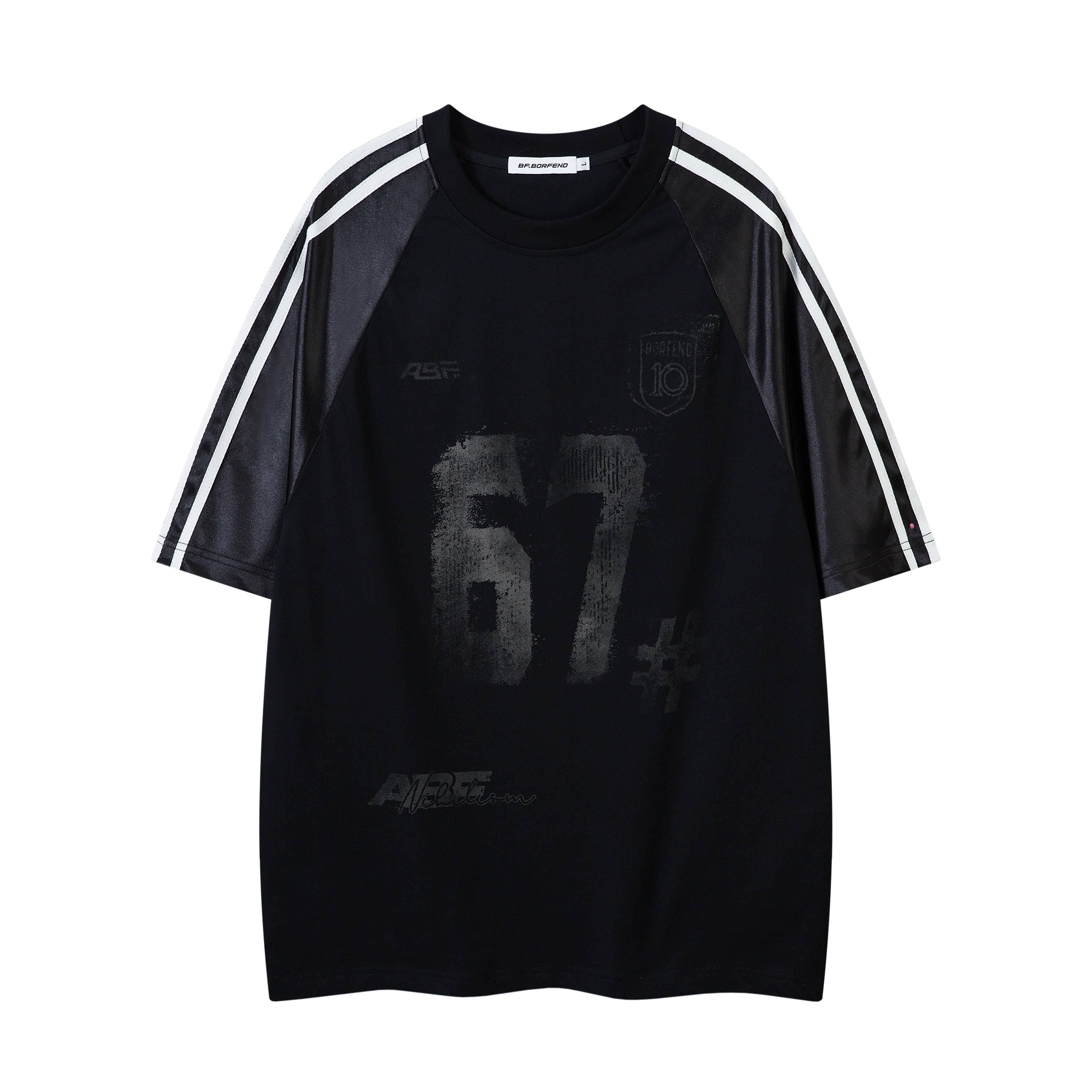 BeOurRule Vintage Splicing Letter Crew Neck Loose Tee