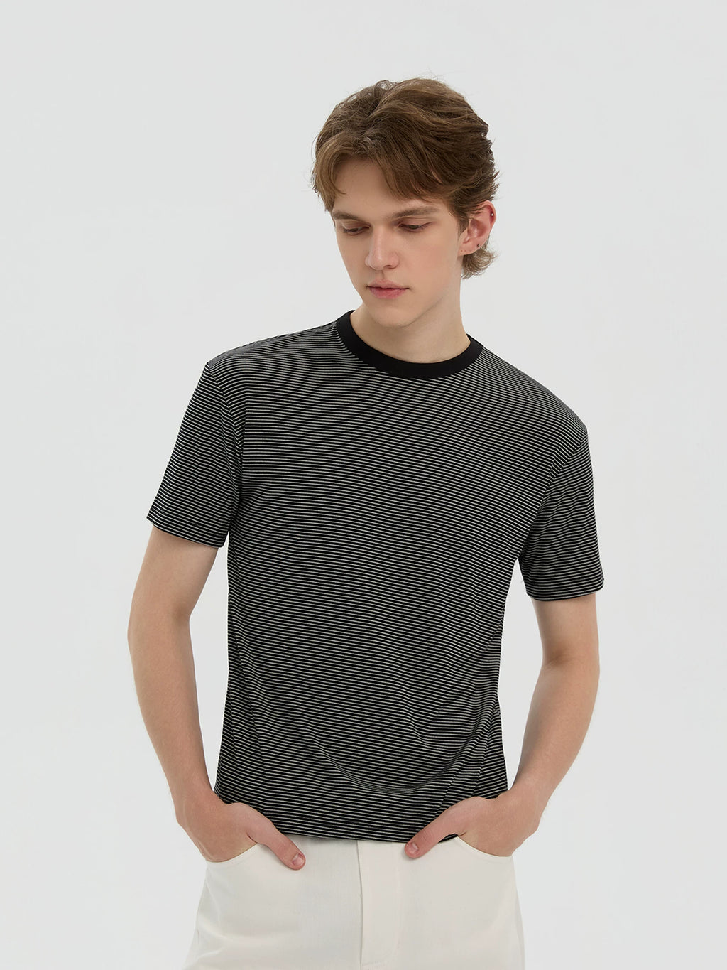 Azure Lisseur Striped Slim Fit Breathable Tee