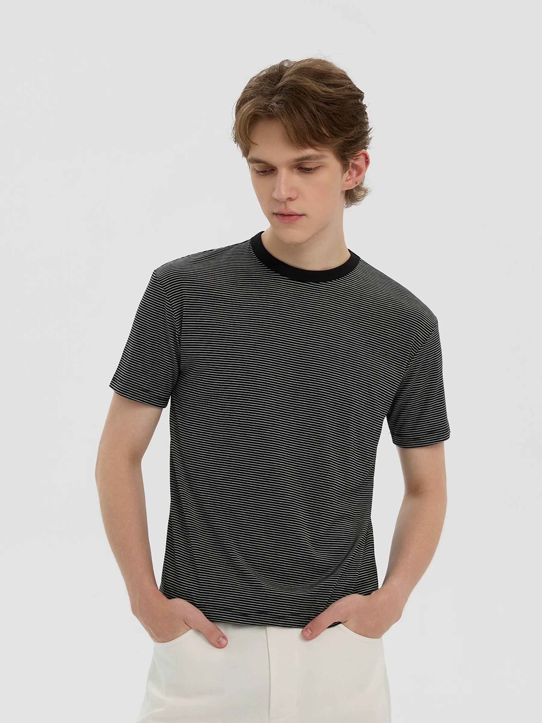 Azure Lisseur Striped Slim Fit Breathable Tee
