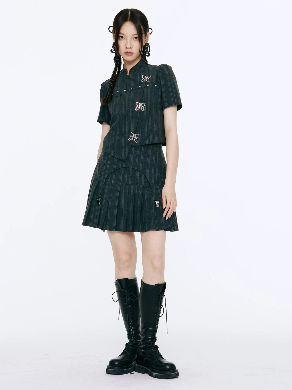 LOST FOREST Niche Casual Pleated Skirt Set