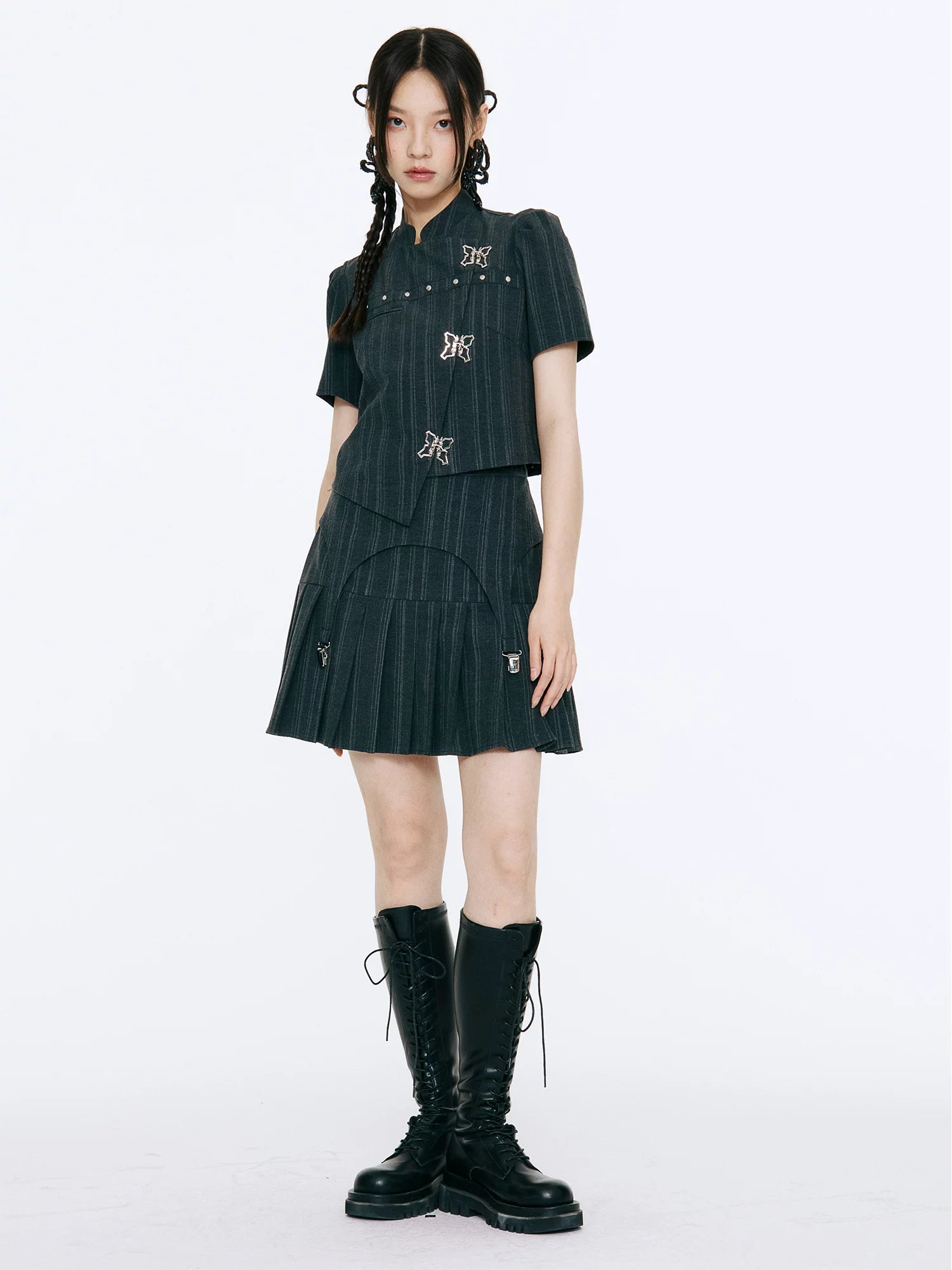 LOST FOREST Niche Casual Pleated Skirt Set