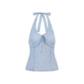 Ablueberry Striped Neck Short Vest