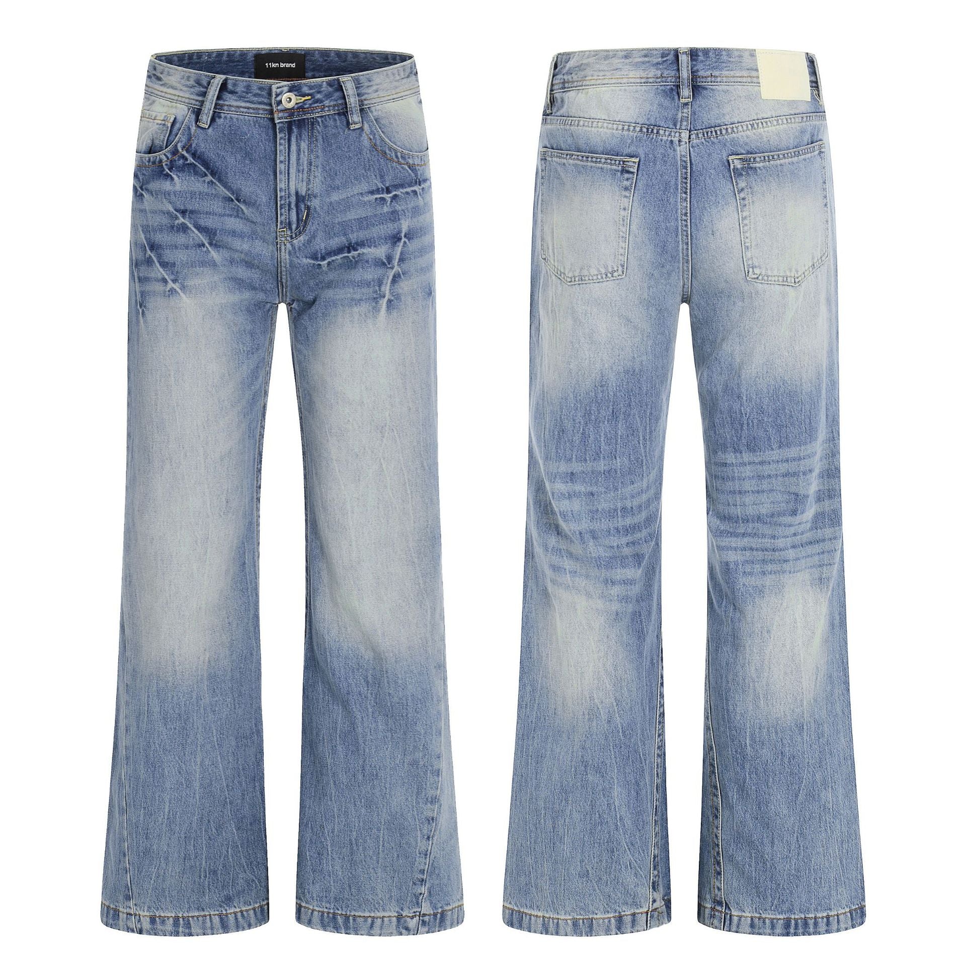 11KN Retro Lightning Pattern Micro-pull Jeans