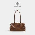 LOSEA Black Faux Leather Zip-Top Pillow Shoulder Bag