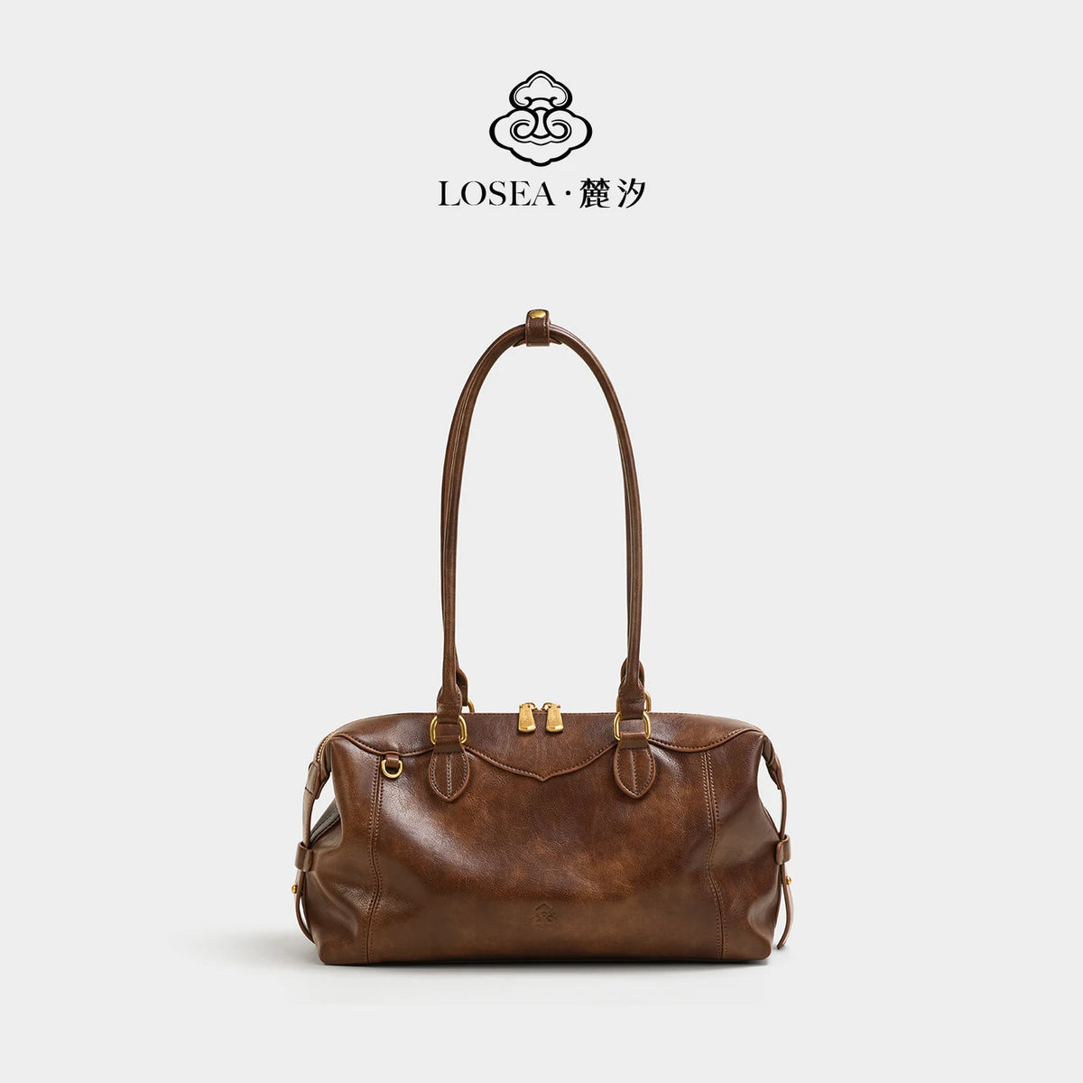 LOSEA Black Faux Leather Zip-Top Pillow Shoulder Bag