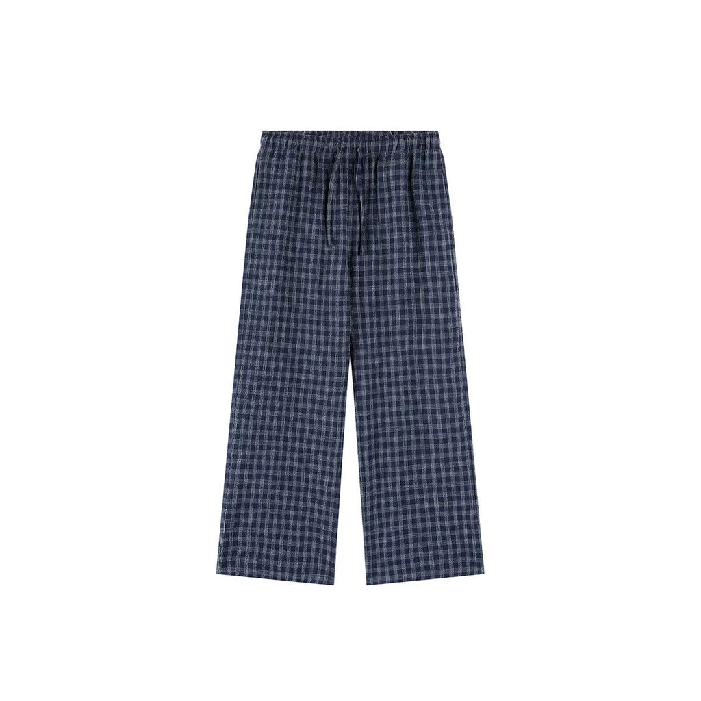 PLUS NO LOGO Salt-Washed Plaid 260g Straight-Leg Pants