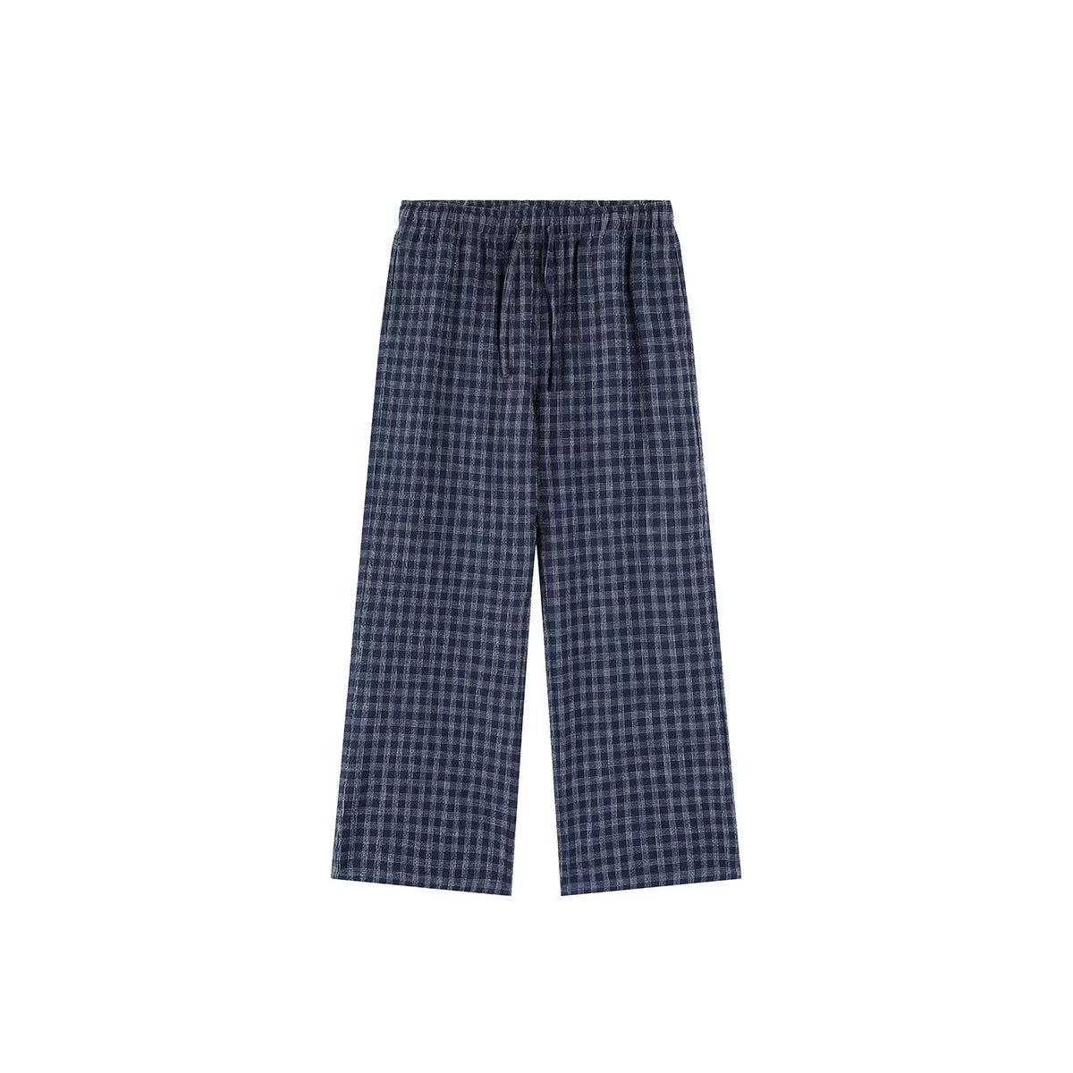 PLUS NO LOGO Salt-Washed Plaid 260g Straight-Leg Pants