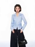 Blackbb Lace Polo Lapel Long Sleeve Shirt