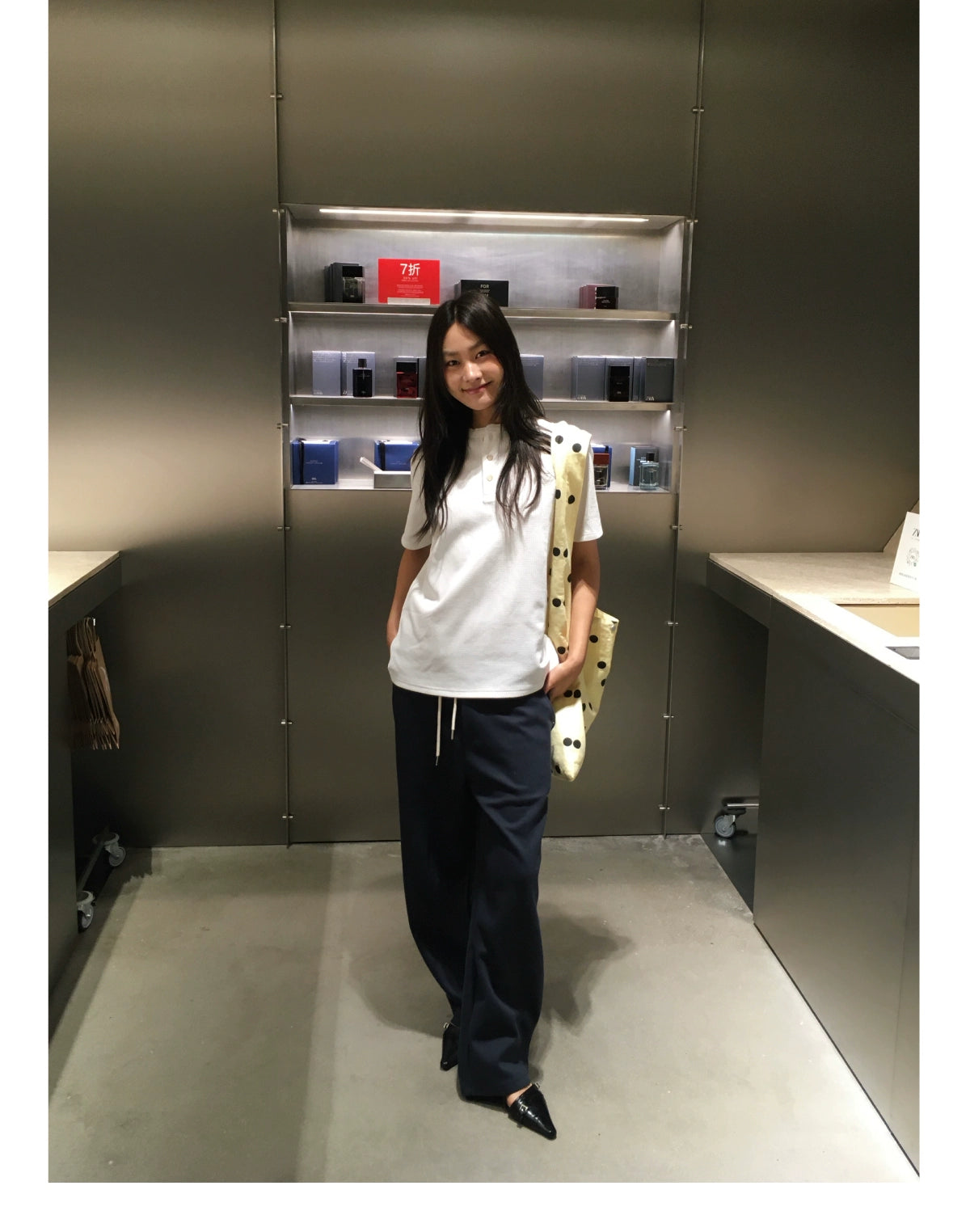 SUPERTOFU Old Button Henry Collar Tee