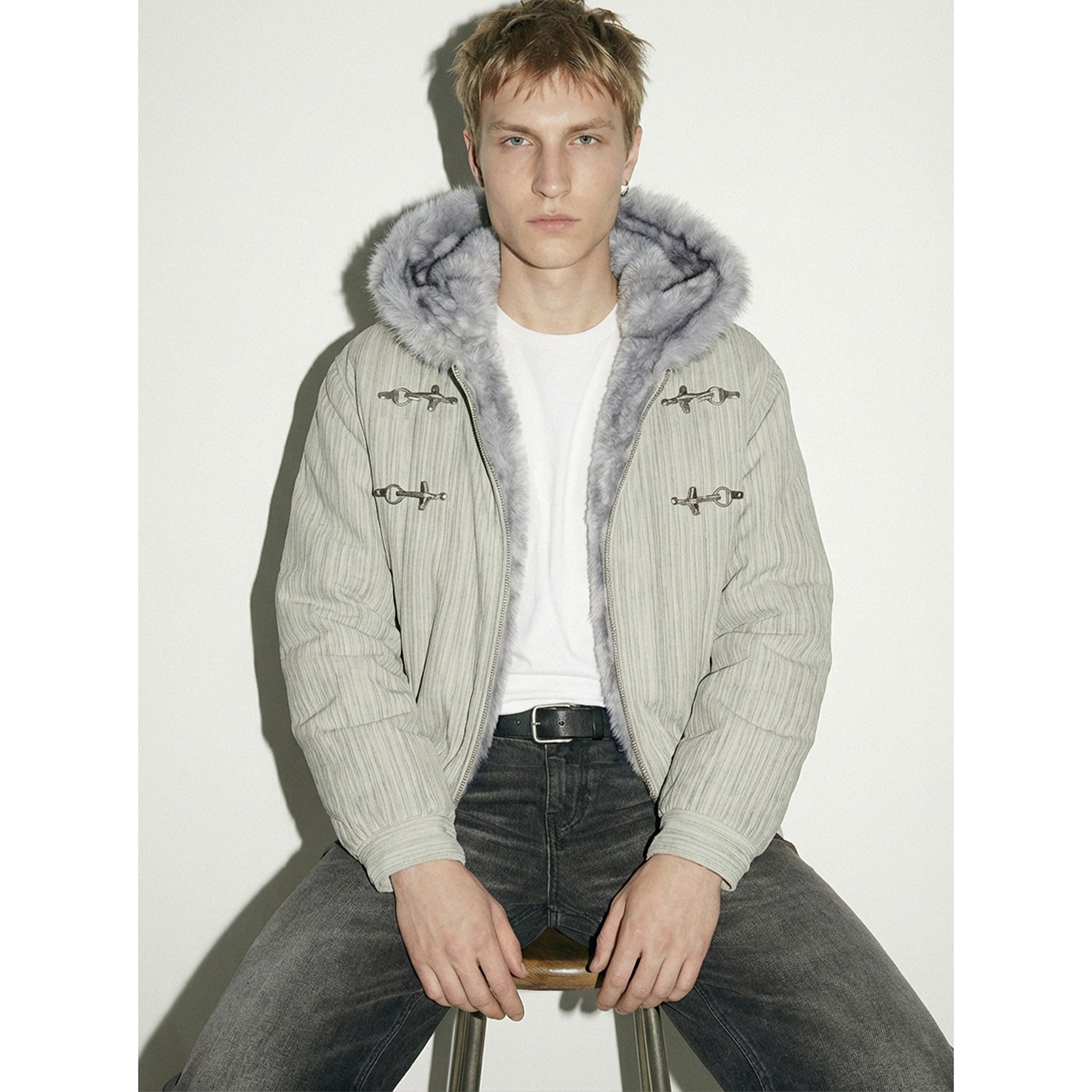 MADEEXTREME Warm Padded Fur Collar Jacket