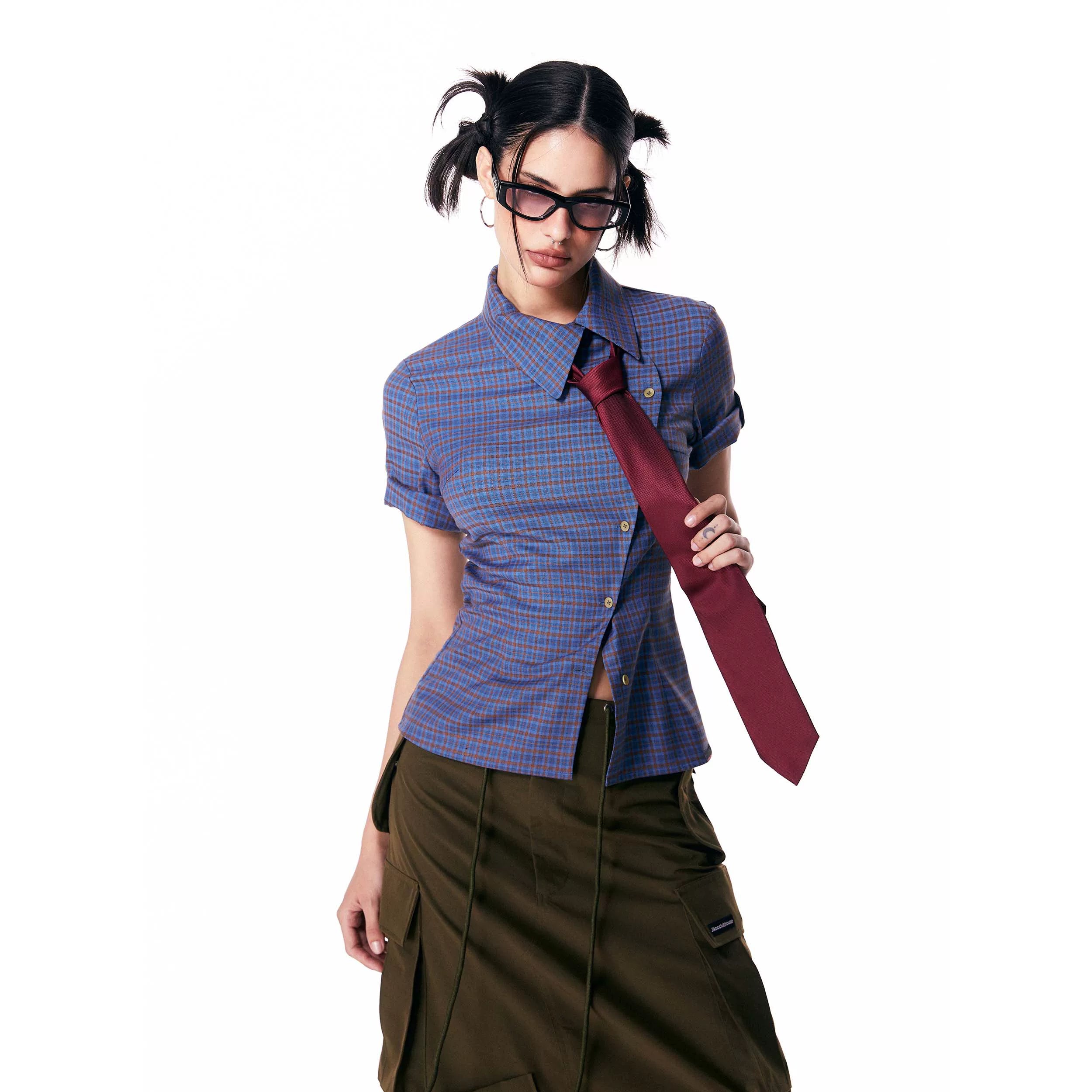 JIKOO Plaid Lapel Shirt