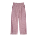 NICEBAD Flower-embroidered Plaid Trousers