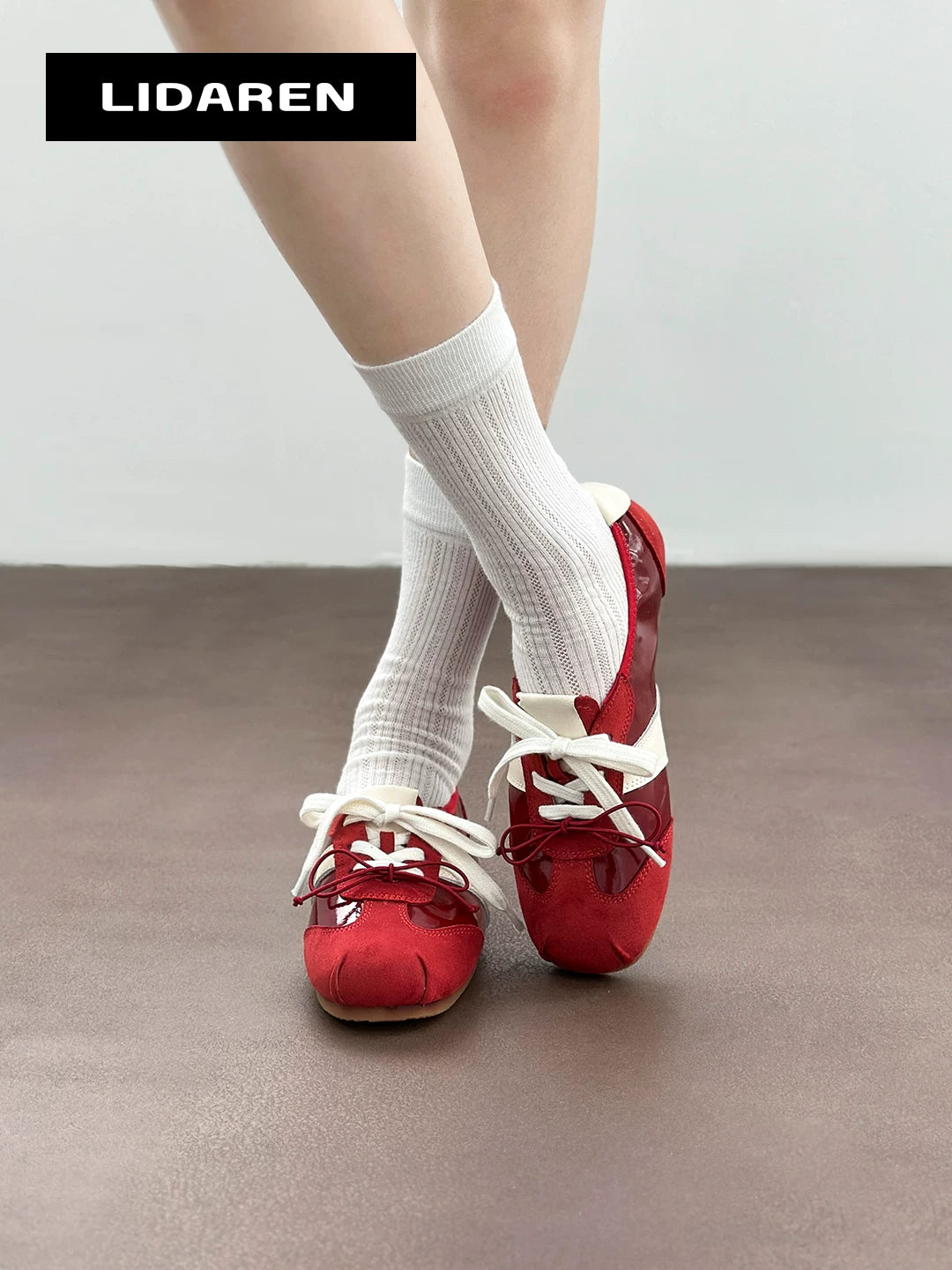 Lidaren Produced Patent Leather Lace-Up Ballet Mary Jane