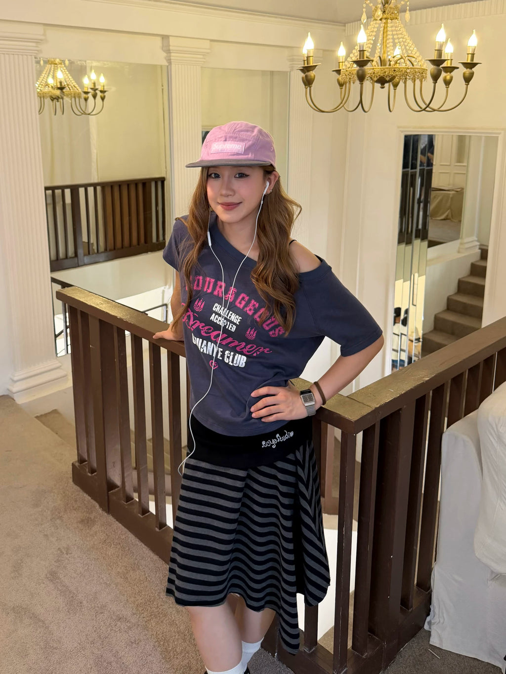 CCYE Letter Print Off-Shoulder Cropped Tee
