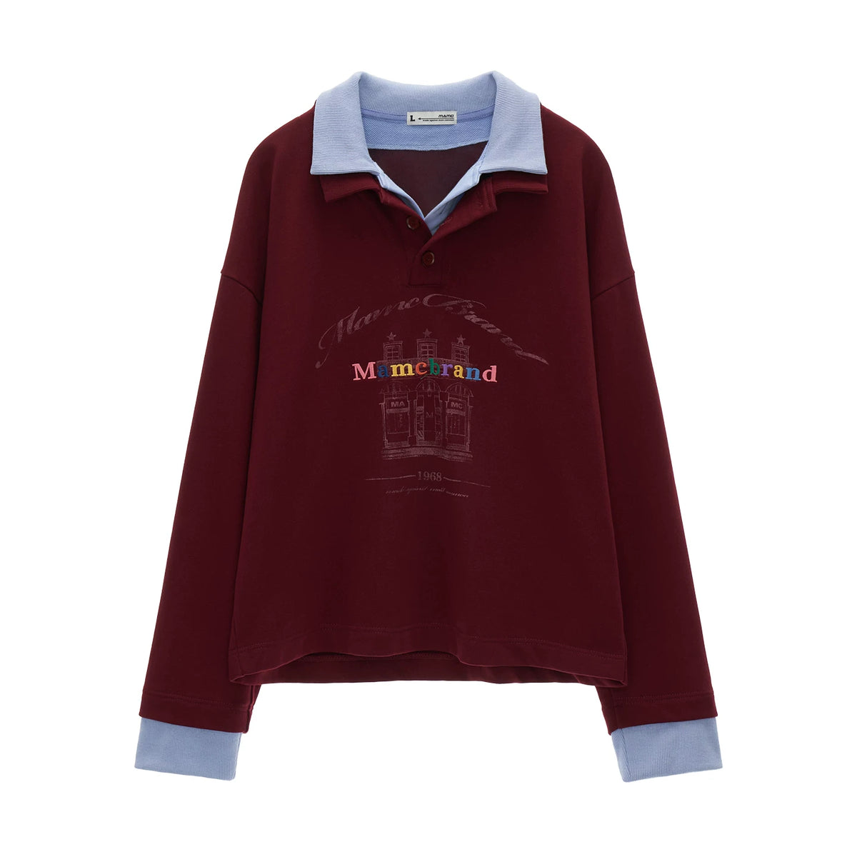 MAMC Two-Piece Polo Sweatshirt Loose Long-Sleeve Tee
