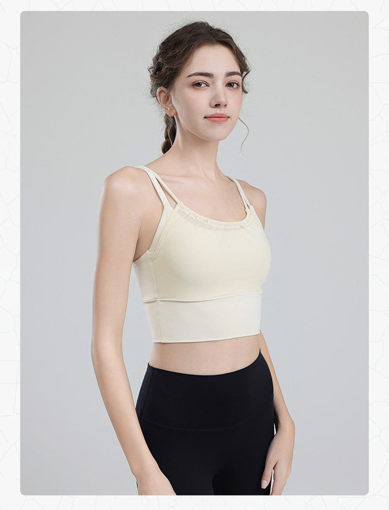 TIANQINGSE Fake Two Pieces with Chest Pads To Gather Underwear Sports Vest