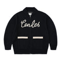 CENLES Wool-Blend Jacquard Knit Cardigan with Lapel