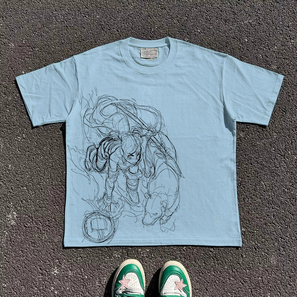 WYB STUDIO | 230G UPF 30+ Breathable Anime Graphic Drop-Shoulder T-Shirt