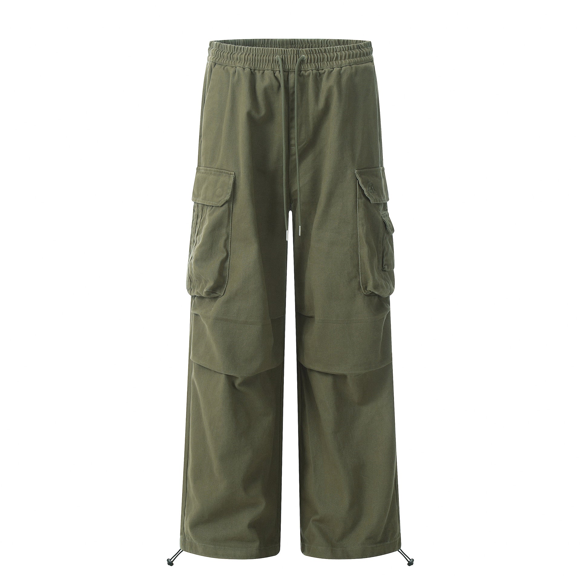 11KN Retro Drape Multi-pocket Drawstring Wide-leg Pants