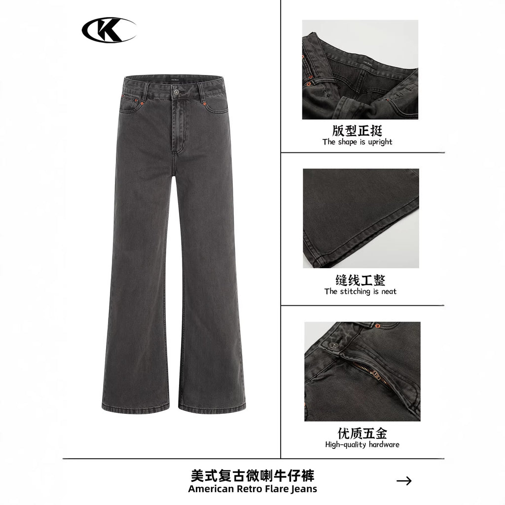 11KN American Retro Dark Grey Flared Jeans