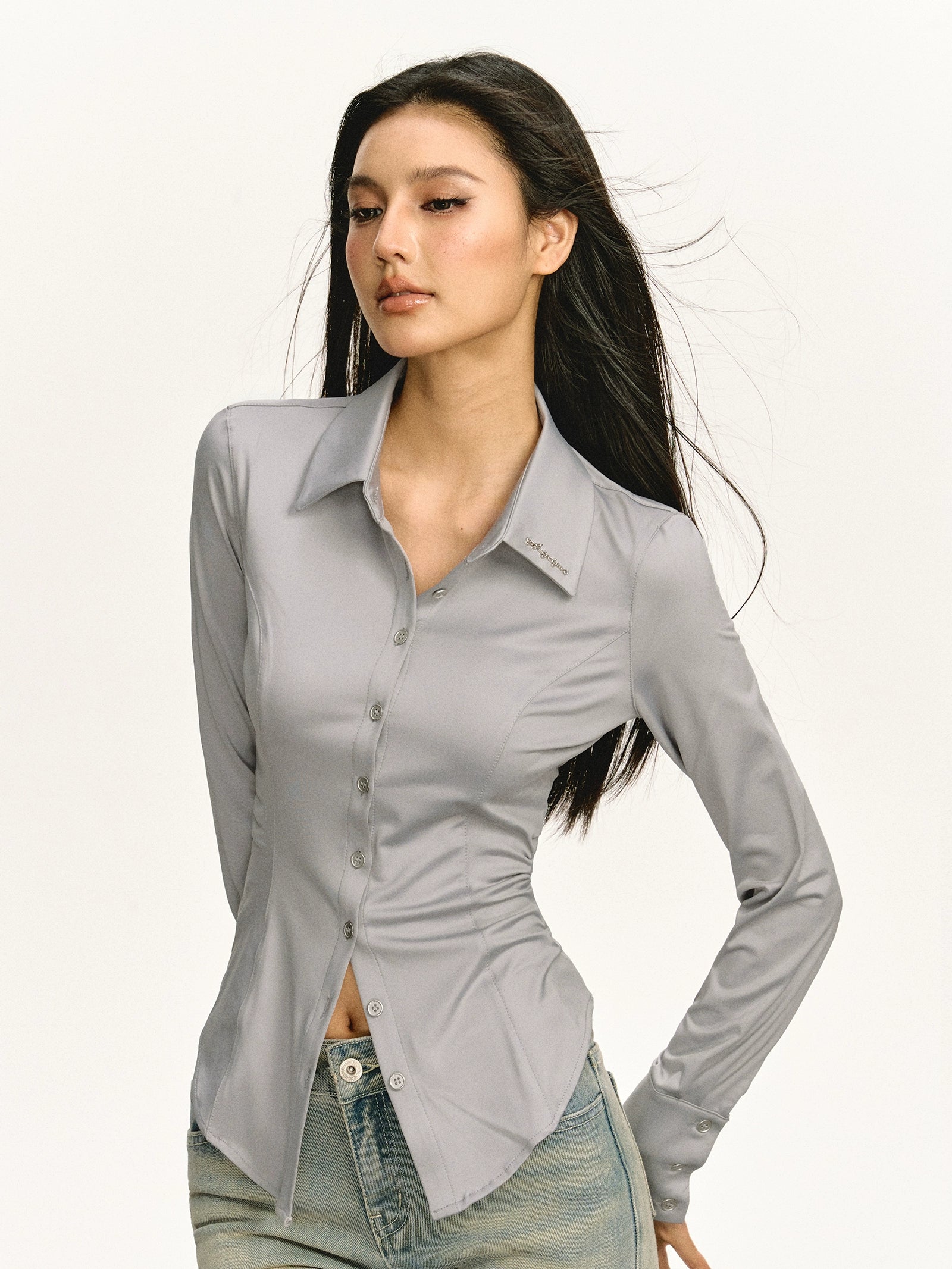 Ariseism Vintage Satin Long Sleeve Shirt