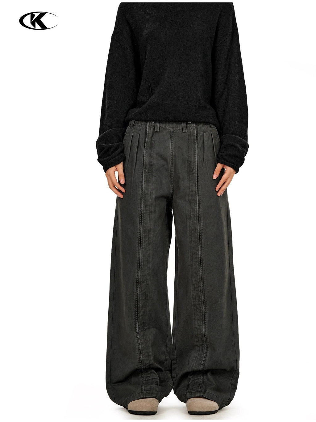 11KN Retro Wide-leg Loose Straight Slacks