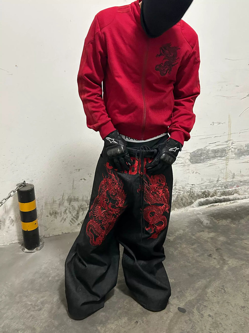 RYE CHASIN ya Dragon Embroidery Reversible Raw Denim Jeans