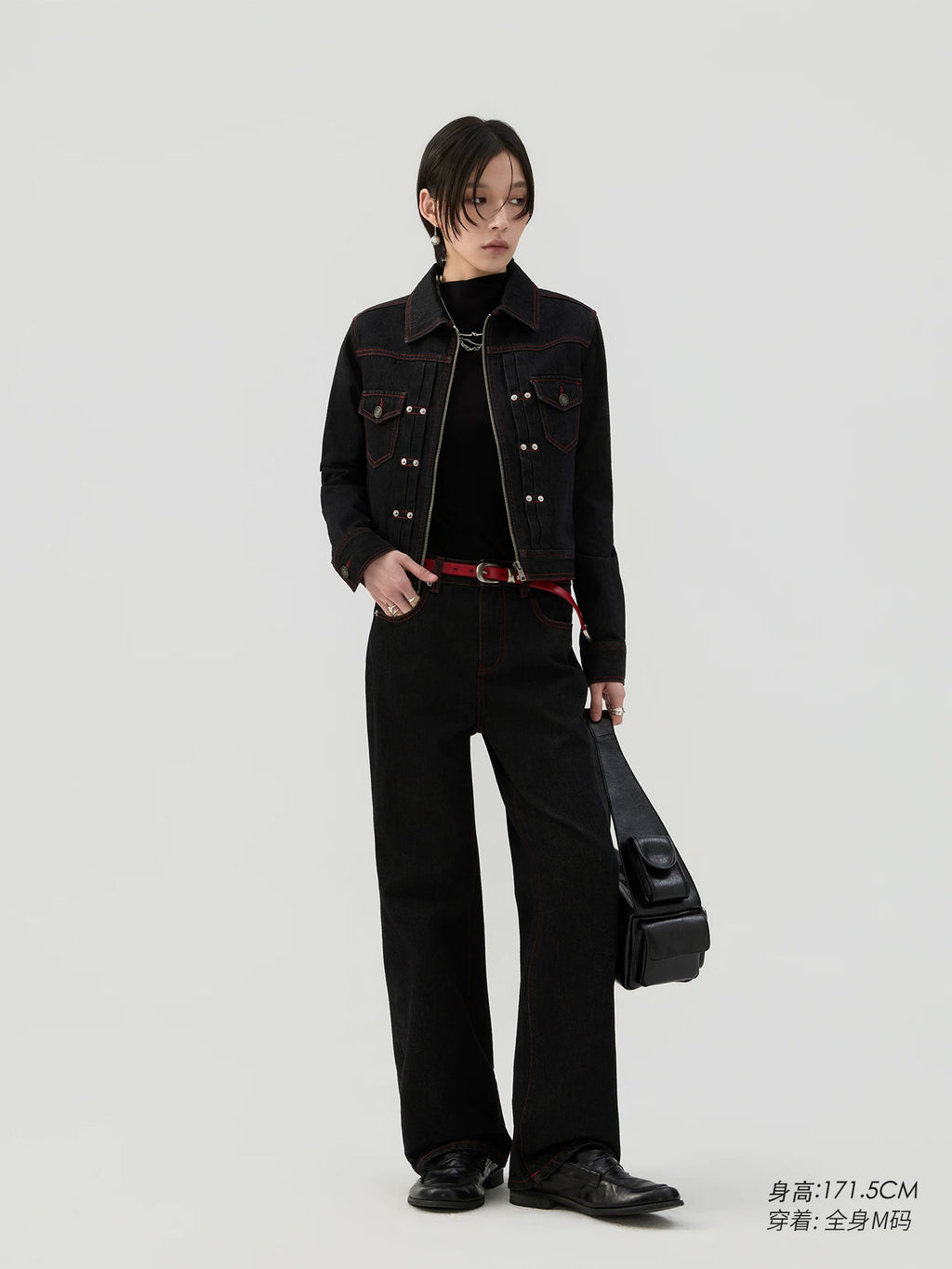 Sameuoo Stud Trim Short Denim Jacket