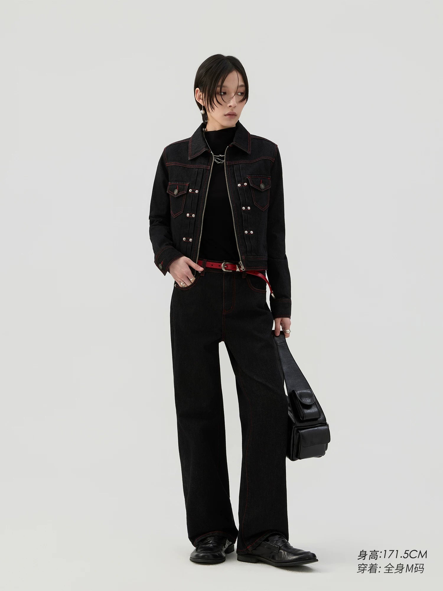 Sameuoo Stud Trim Short Denim Jacket