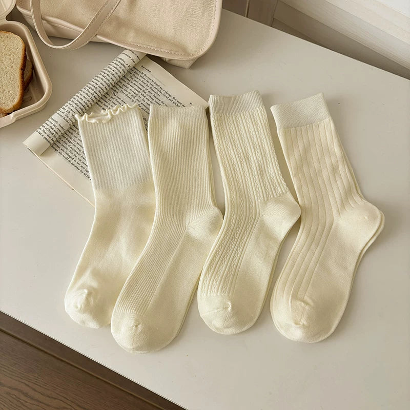 Halo Honey Moisture-Wicking Polka Dot Rolled Edge Mid-Calf Socks
