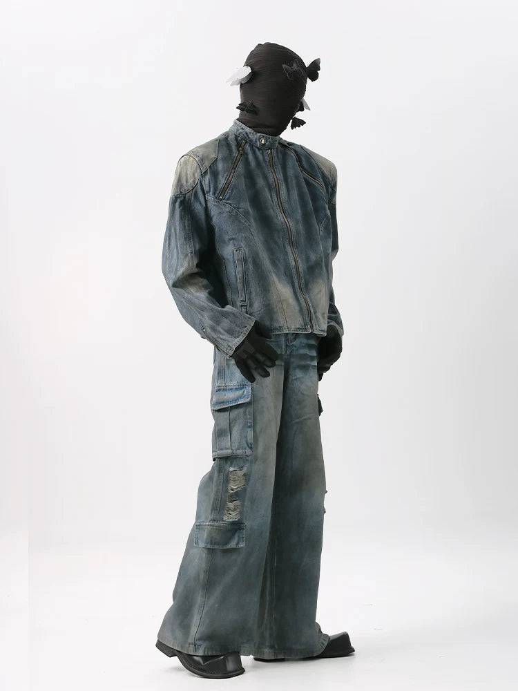 NUndeFineD Shoulder Pad Denim Used Coat