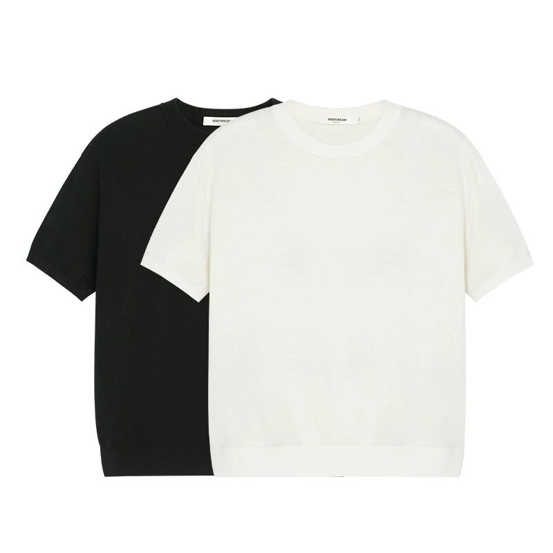 BODYDREAM Merino Wool Muscle-Enhancing Shoulder-Widening Knit Tee