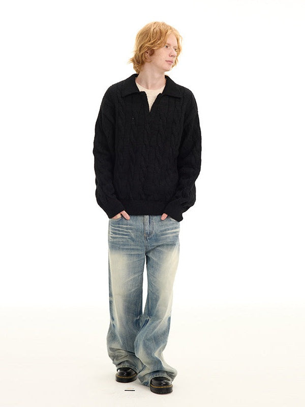 UNF Loose Cashmere Comfortable Soft Waxy Fake Two-piece Knitted Sweater