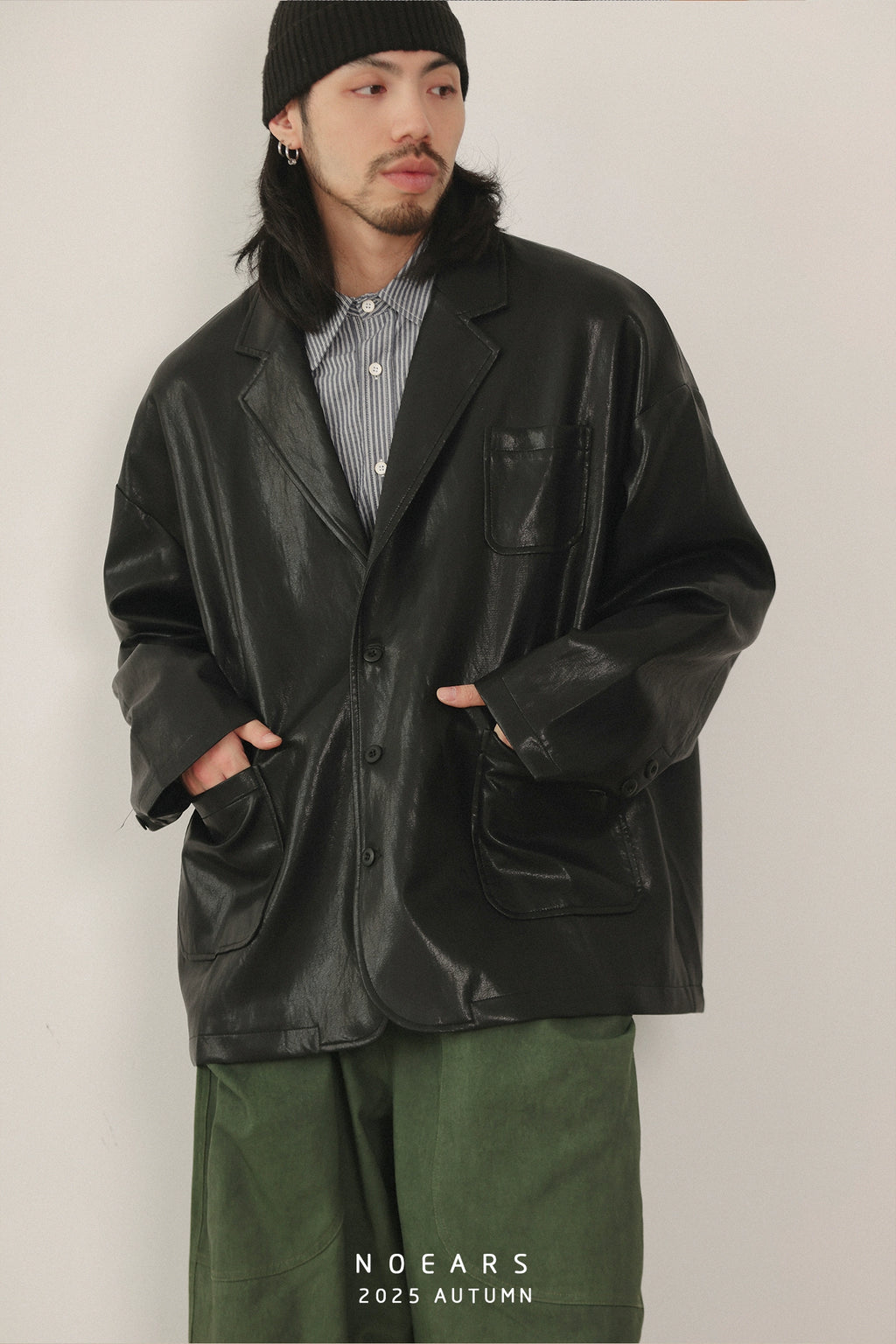 NOEARS Retro Loose Leather Jacket Ruffian Handsome Casual Jacket