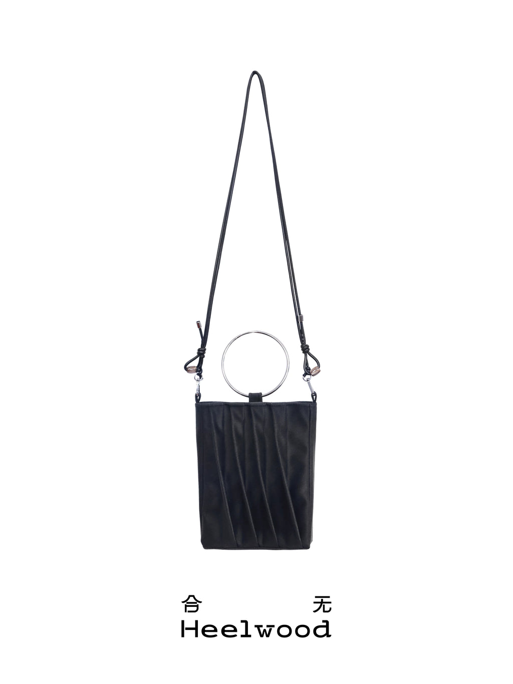 Heelwood Ink Bamboo Faux Leather Pleated Shoulder Bag - Magnetic Snap