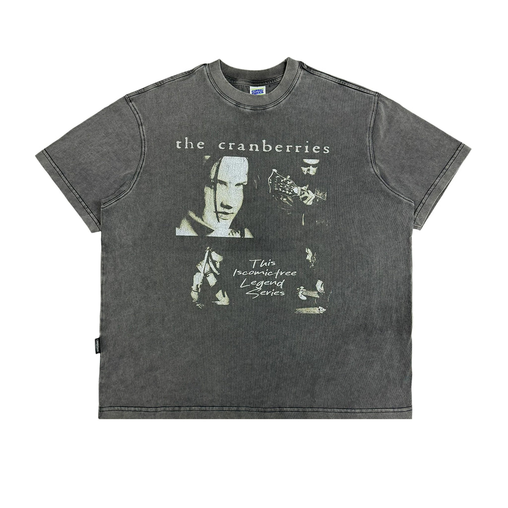 COMICTREE Old Front Shoulder Crew Neck Casual Tee