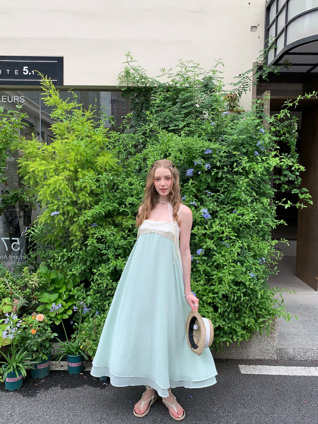 silvernorth lake Mint Green Chiffon A-Line Slip Dress